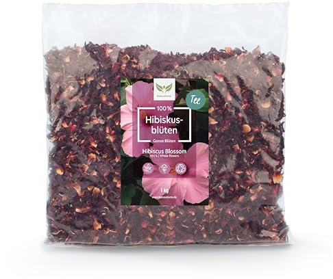 NaturaForte Hibiskusblüten getrocknet 1kg – Höchste Qualität, natürliche Hibiskus Blüten für Hibiskustee, fruchtig-säuerlicher Hibiscus Tee im Aroma-Beutel