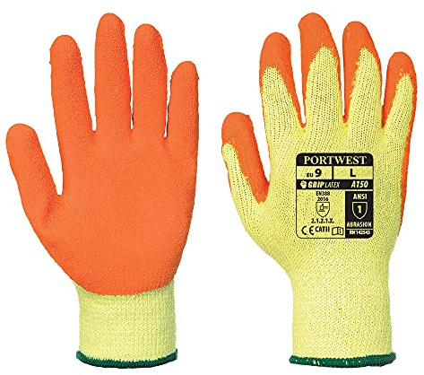 Portwest A150 Breathable Classic Grip Glove - Latex Orange, Small