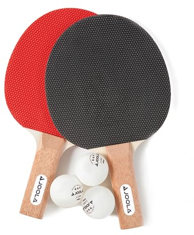 JOOLA Essentials Duel 2-Player Table Tennis Paddle Set with 2 Ping Pong Paddles & 3 Balls - Pips Out Hardbat Ping Pong Rackets Great for All Playing Levels & Ages - White Balls