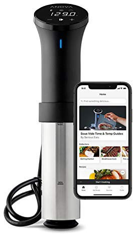 Anova Precision Cooker 2.0, [AN500-EU00] Cocedor Sous Vide, WiFi, 100 Watt, enchufe tipo C incluido para uso en EU, Aplicación Anova Incluida, Negro y Plata