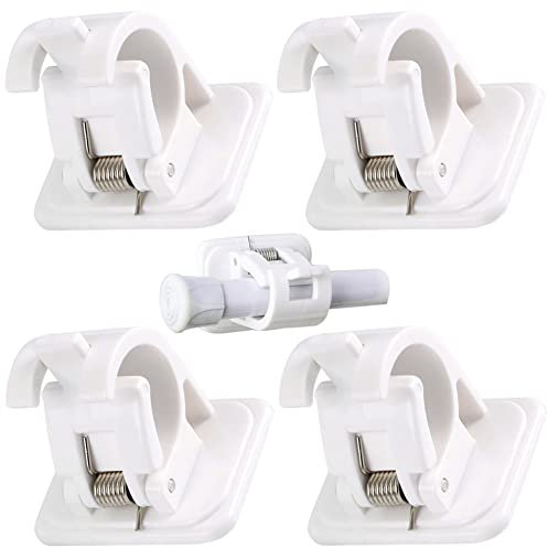 SUNSK Gardinenhaken Klebehaken Selbstklebend Gardinenstangen Haken Vorhang Haken Weiß Fensterhaken für Gardinenstangen Vitragestangen Gardinenhalter 4 Stück