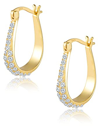 ASH'S CHOICE 925 Sterling Silver Hoop Zirconia Huggie Earrings for Women