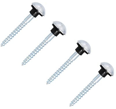 Polished Chrome Mirror Screws 8G x 1¼ (8mm x 32mm) Dome Head Cover Cap & Protective Rubber Grommets for Wall Fixings Picture Frame Hanging Mirror Tables Bath Plates Pack of 4.