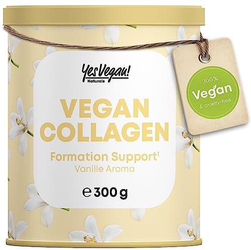 Vegan Collagen Pulver (300 Gramm) VERSCHIEDENE GESCHMACKSRICHTUNGEN mit Aminosäuren, Vitamin C, Biotin & Coenzym Q10 I Pflanzliche Alternative zu Collagen Kapseln I Kollagen vegan - Flavor: VANILLE