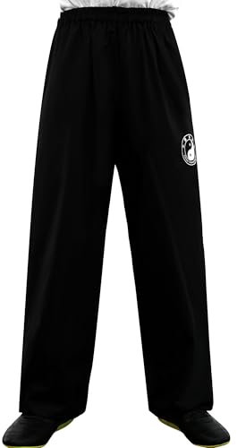 Rubruan Kampfsport Taiji Training Hose - Chinesische Kampfkunst Chenjiagou Tai Chi Kung Fu Qigong Shaolin Weite Beine Knickerbocker Graziöse Uniform für Damen Herren (Schwarz, M)
