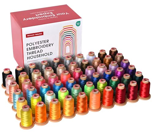 Poolin Richword 800M 60 Colors Embroidery Thread,40WT(108D/2) Polyester Embroidery Machine Thread Set, for Embroidery Machines and Sewing Machines
