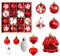 40 palline di Natale, decorazioni natalizie in plastica per albero di Natale, infrangibili, decorazioni per albero di Natale, decorazioni glitterate (rosso)