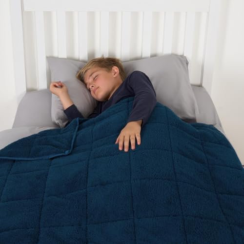 OHS Weighted Blanket 3kg, Teddy Fleece Reversible Blanket Calming for Adults Sleep Therapy Anxiety Relief Weighted Heavy Blanket, Blue - 150 x 100cm (Disclaimer:Only suitable for age 3+years)