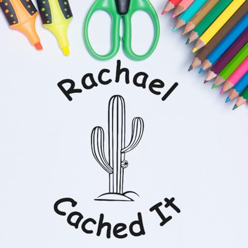 Found It Stamp - Self-Inking Cactus Cache Stamp for Geocaching Logs - Geocache Stamp for Field Trips - Easy Press & Print - 3/4 Size - Available in 11 Vibrant Ink Colors for Fun Outdoor Adventures