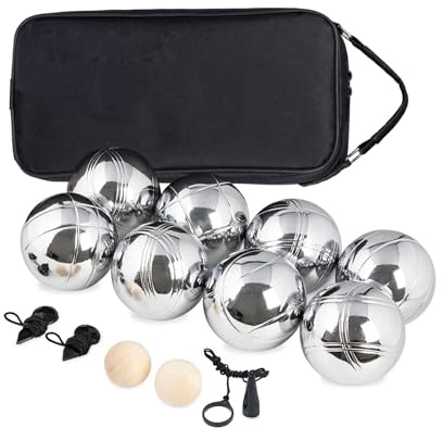 Beutrain Boule Set 8 Kugeln Metall – Petanque & Boccia Kugeln mit 2 Zielkugeln, Magnetischem Kugelheber, Abstandsmessern & Oxford Tragetasche, Outdoor Gartenspiel für Erwachsene & Familie
