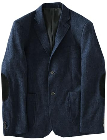 Stillluxury Blazer da Uomo Marrone con Toppe sui Gomiti in Tweed Giacca Sportiva Monopetto con Risvolto a Tacca Giacca Vintage per Uomo, 4XL
