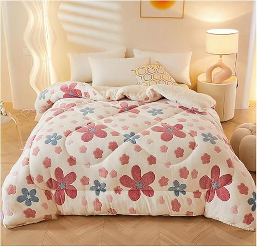 Piumino in Cashmere di Agnello Trapunta Singola Doppia, Nucleo della Trapunta in Velluto di Agnello Caldo Addensato in Inverno, Coperta in Velluto A Doppia Faccia, Piumino per, D, 150x200cm(2kg)