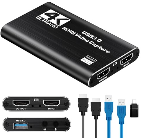 Papeaso HDMI Capture Card, 1080P 60FPS USB 3.0 Video Capture Device for Streaming, Compatible with Switch, PS5, PS4, Xbox, Camera, PC