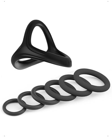 KONFEN 7 Pezzi 6 Misure Anelli Pene Elastici in Silicone Sexytoys Set Uomini Coppia, Ritardanti Pleasure Fallico Cockring Anello Testicoli Stimolazione Sessuali Toys Rafforzare L'erezione Prolungare