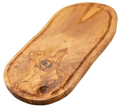 Erreke Tabla de Madera de Olivo Natural con Ranura, 43 x 21 cm, Uso Diario
