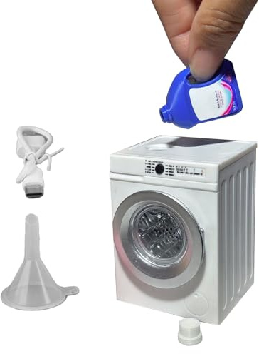 Washing Machine Toy - 1:12 Scale Household Appliance | Rechargable Miniature Toy Washer With Openable Lid And Rotating Drum | Children Birthday Boys Girls Laundry Play Set