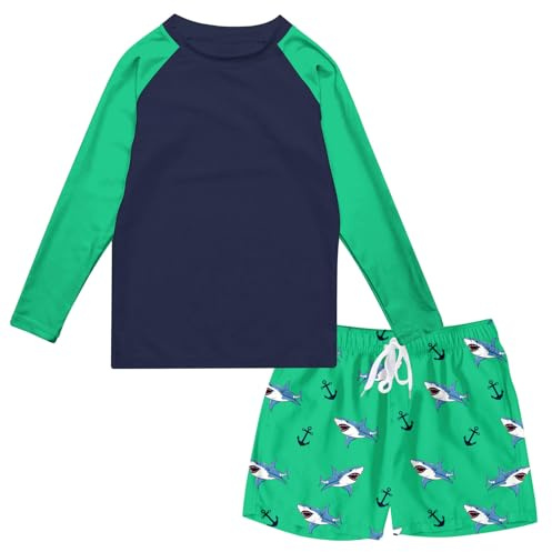 kids4ever baddräkt pojkar långärmad 3D-tryck badkläder UV snabbtorkande simkläder sommar strand baddräkt med innerbyxor i 4–12 år