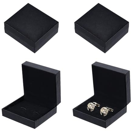 NBEADS 4 cajas de regalo para joyas, caja de gemelos de plástico, 6,8 x 7,65 x 3,1 cm, organizador de joyas portátil para viajes, uso diario, pinzas de corbata, joyas para regalar