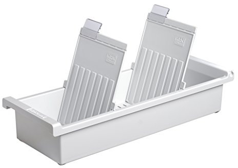 HAN Karteitrog DIN A6 Hochformat, innovatives, modernes Design für 1.300 Karten, inklusive 2 Stützplatten mit Sichtreitern, 956-0-1-11, lichtgrau