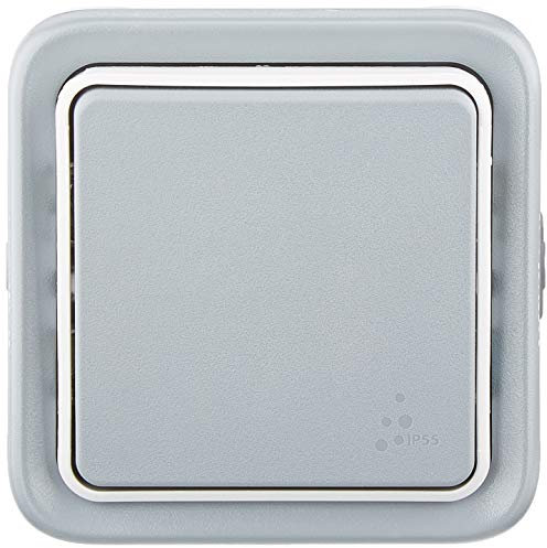 Legrand 069711 Interrupteur ou va-et-vient Étanche, Plexo Complet Saillie, 10AX 250V, Gris