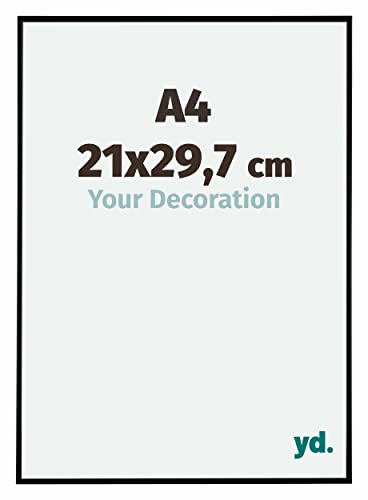 Your Decoration - Cadre photo A4 21x29.7 cm - Noir Mat - Cadre Photo en Plastique Avec Verre acrylique - Anti-Reflet - Cadre A4 21x29.7 - Evry