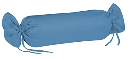 sleepling Satin Kissenbezug, Kissenhülle Nackenrolle aus 100% seidig weicher Baumwolle, Bezug Zierkissen, 60 Grad, Ökotex 100, Made in EU, 15 x 40 cm, meeresblau