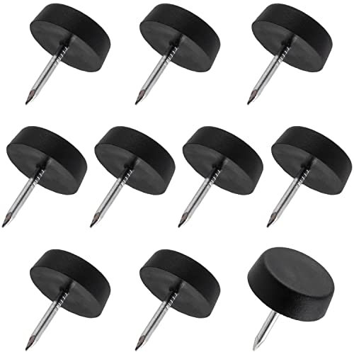AERZETIX - C65823 - Juego de 10 Patines deslizantes para Patas de Silla con Clavo Redondos Ø15mm en plástico - Color Negro - Mueble Mesa Armario cómoda Cama Accesorio protección Suelo sofá