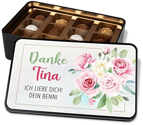 True Statements Pralinendose personalisiert mit Namen – Geschenkidee mit 12 Premium Pralinen – Dankeschön für Kollegen, Muttertag & Geburtstag