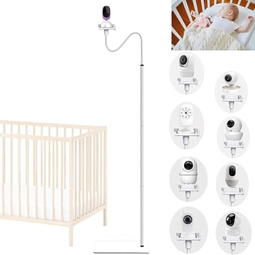 EYSAFT babymonitor golvstativhållare babykameramontering och klämma flexibel babykamerahållare hyllstativ för bebisens rum kompatibel med de flesta babyskärmar kamera