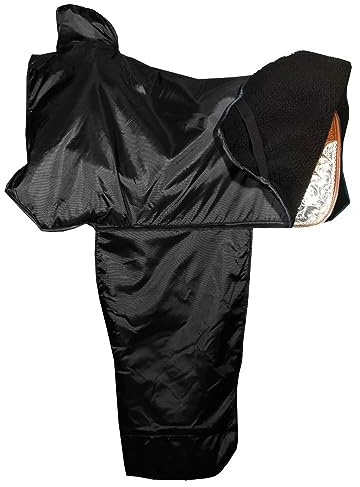 Dura-Tech Fleece Lined Western Saddle Cover | Size Medium | Color Black | Ultimate Horse Gear Protection | Secure Elastic Straps | Ideal for Work or Show