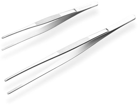 Pinzetta Per Grigliare, Pinzetta da Cucina, Pincettes de Cuisine, Acciaio Inossidabile 304, Lavabile in Lavastoviglie, Pinzetta per Carne, Pinzetta Per Friggere (20 cm/30 cm), Argento | Dritta