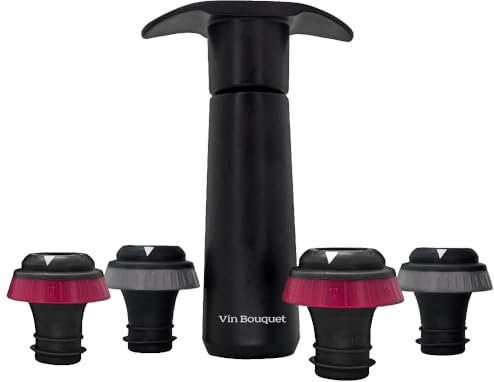 VB VIN BOUQUET FIC 1307 Pompa a Vuoto Manuale con Indicatore Sonoro, Include 4 Tappi con Indicatore di Data