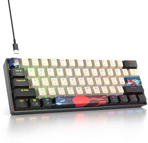 SbocKeeb 60% Tastiera Gaming, Tastiera Meccanica 60 Percento, Layout QWERTY Americana，Tastiera RGB con Illuminazione, Anti-Ghosting Compatta per PC/Mac