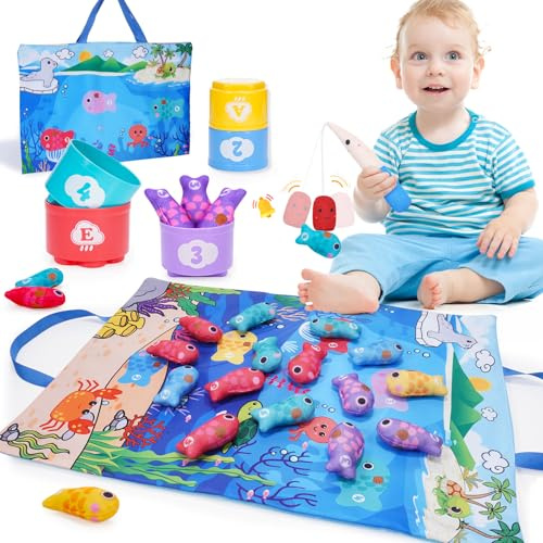 Juguetes Niños 1 Año, Juego Pescar Peces Montessori 1 2 Años Juguetes Bebes 18 Meses Regalo Niños 1 2 Años Brinquedos Bebe 1 Año Juguetes Niña Niño 1-3 Años Regalos Cumpleaños Navidad Juego Educativo