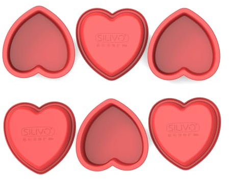 SILIVO Silikon Herz Backform Klein 10cm, 6 Stück Herz Backformen Klein, Antihaft Mini Herzform Backform, Mini Silikonform Herzbackform für Herzkuchen, Pudding