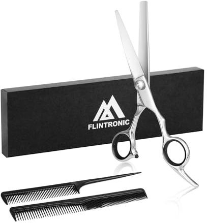 Flintronic 3Pcs Hairdressing Scissors, Professional Haircut Scissor Set, Stainless Steel Thinning Scissors, Professional Salons Hair Shears for Men Women Children Pets Home Salon Barber