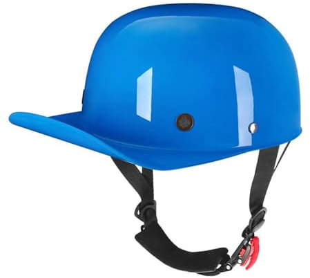 Casque de moto, demi-casque, homologué ECE, demi-coque, casque de baseball, de moto, rétro, pour homme, femme, taille XL, bleu