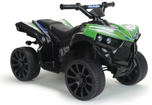 Quad Eléctrico Infantil 6V Verde - Quad Racing para Niños +18 Meses con Marcha Atrás + Luces LED + Sonidos + Pedal Acelerador + Freno Eléctrico - Vehículo Eléctrico Niño Niña - INJUSA