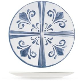 H&H – Set de 6 assiettes à dessert Azulejo en mélamine décorée – Style portugais, bleu et azur – Élégantes, résistantes, lavables en lave-vaisselle