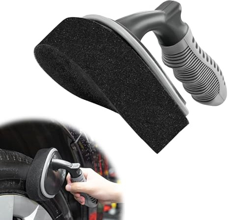 BWBWND Car Tire Shine Applicator, High-Density Sponge Tyre Dressing Applicator Pad with Curved Handle, Reusable Wheel Polishing Brush Auto Detailing Foam for Applying Tire Shine (1 PCS)