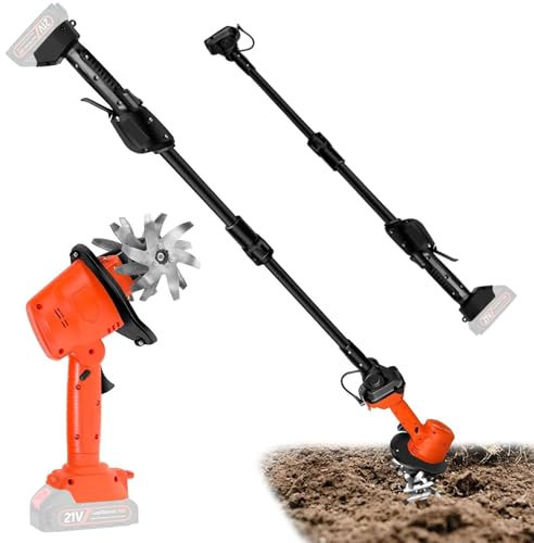 Motoazada Eléctrica Cultivador a batería 21V 4 Cuchillas Acero Velocidad Ajustable 10cm Ancho 10cm Profundidad para Huerto Jardín Profesional Motocultor eléctrico