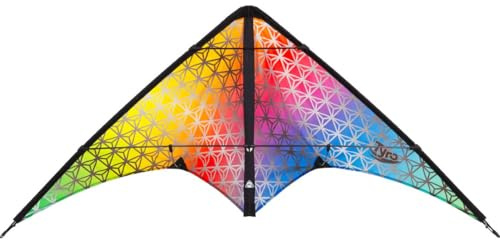 HQ Design Tyro, stunt kite, two-line flying kite, beginner kite for children and adults from 8 years, 56 x 120 cm including 20 kp polyester cords 2 x 20 m on winder and loops 2-5 Bft (eruption)