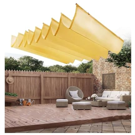 Pergola Canopy Markise, einziehbar, wasserdicht, für Terrasse, Deck & Terrasse, 11 m lang, UV-beständig, einfache Installation, stilvolles Wellendesign