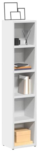 Gecheer Scaffali per CD, 2 pezzi, bianco, 21 x 16 x 93,5 cm, in legno per DVD, scaffali multimediali, per collezioni di archiviazione, showroom