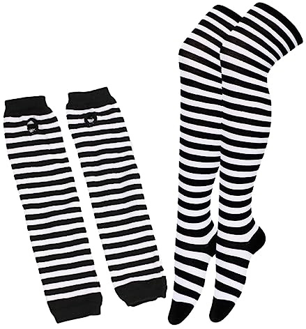 LIFKOME Manchons Chauffants pour Bras et Jambes Femme en Coton et Polyester, Faciles à Nettoyer, Chauds pour L'Hiver, Motif Rayé Élégant et Confortable