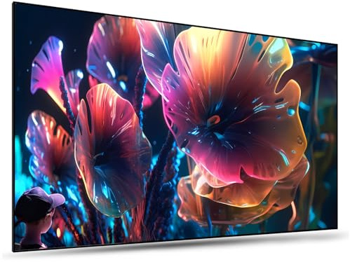 Générique Écran de Projection à Cadre Fixe 72/80/84 Pouces, Écran Videoprojecteur 16:9 8K 4K Ultra HD 3D pour Home Cinéma, Installation Facile(72in)
