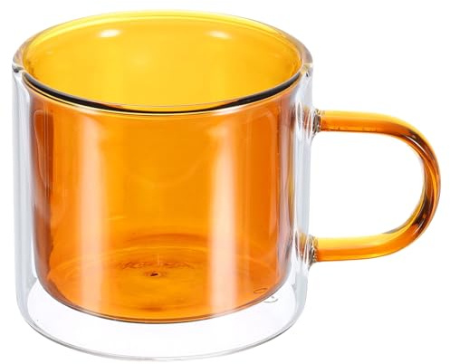QUARKZMAN 8.4 oz Tasses À Café En Verre À Double Paroi, Tasse À Thé Avec Poignées Élargies Pour Espresso, Cappuccino, Sachet De Thé, Latte, Boissons Chaudes Froides, Jus, Marron