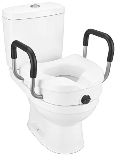 Rialzo WC Per Anziani, 12 cm Alzawater Per Anziani Con Corrimano E Copertura, Rialzo Per WC Con Per Persone Disabili E Anziane E Per Pazienti Post-Operatori Raised Toilet