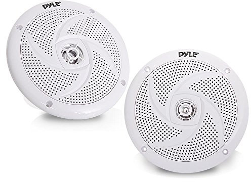 Pyle Marine Speakers - 6.5 Inch 2 Way Waterproof and Weather Resistant Outdoor Audio Stereo Sound System with 240 Watt Power and Low Profile Slim Style - 1 Pair - PLMRS6W (White)