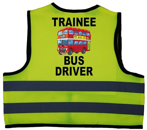 Acce Products Trainee Bus Driver Baby Children Kids Hi Vis Safety Jacket Vest Size 2-3 Years Yellow Optional Personalised On Front